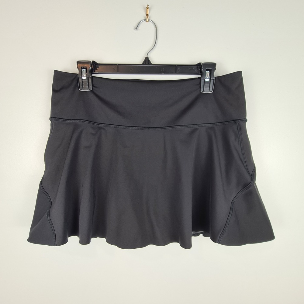 ATHLETA Women's Black Ace Tennis Skort 13.5" Skirt Size L 3 Pockets Workout